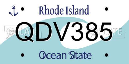 QDV385 Rhode Island License Plate