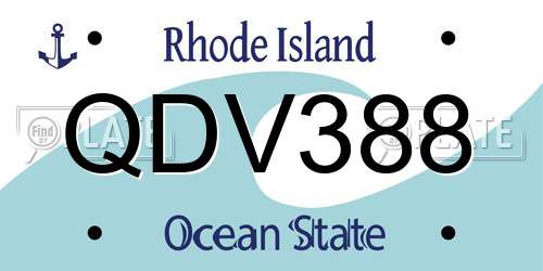 QDV388 Rhode Island License Plate