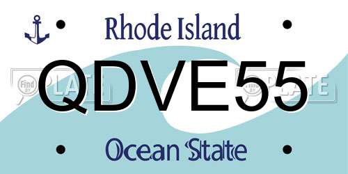 QDVE55 Rhode Island License Plate