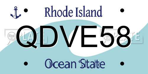QDVE58 Rhode Island License Plate