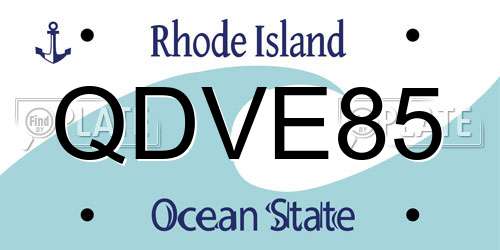 QDVE85 Rhode Island License Plate