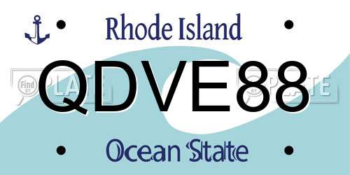 QDVE88 Rhode Island License Plate