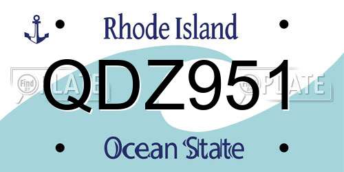 QDZ951 Rhode Island License Plate