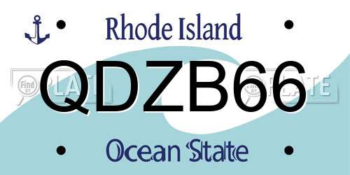 QDZB66 Rhode Island License Plate