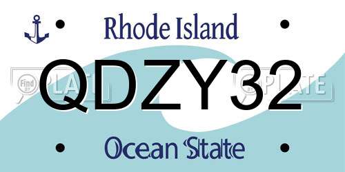 QDZY32 Rhode Island License Plate