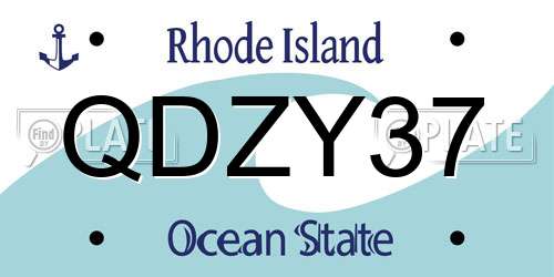 QDZY37 Rhode Island License Plate