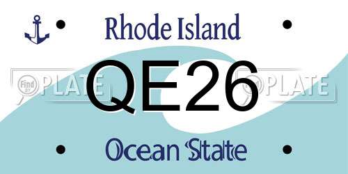 QE26 Rhode Island License Plate