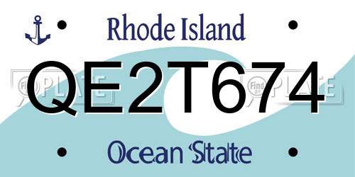 QE2T674 Rhode Island License Plate