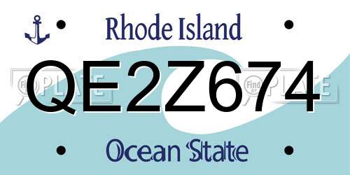 QE2Z674 Rhode Island License Plate