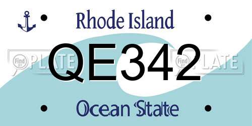 QE342 Rhode Island License Plate