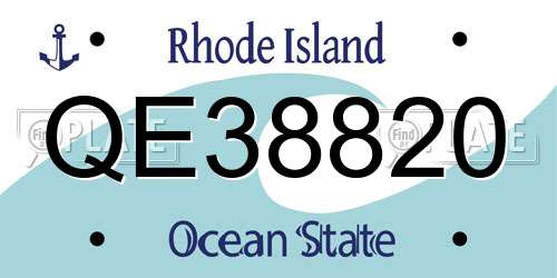 QE38820 Rhode Island License Plate