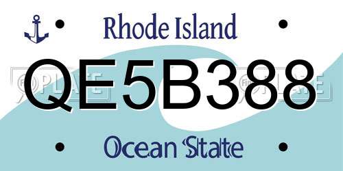 QE5B388 Rhode Island License Plate