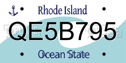 QE5B795 Rhode Island License Plate