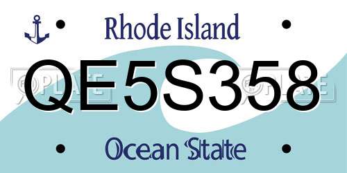 QE5S358 Rhode Island License Plate