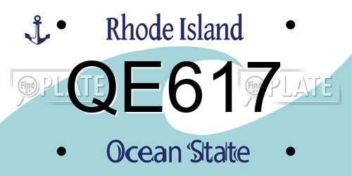 QE617 Rhode Island License Plate