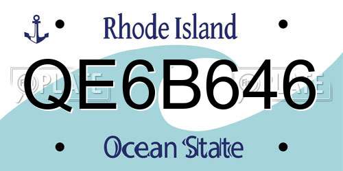 QE6B646 Rhode Island License Plate