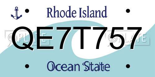 QE7T757 Rhode Island License Plate