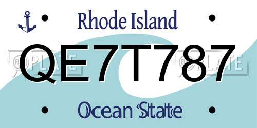 QE7T787 Rhode Island License Plate