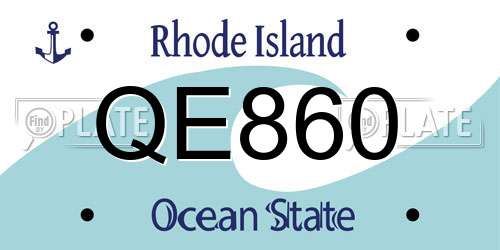 QE860 Rhode Island License Plate