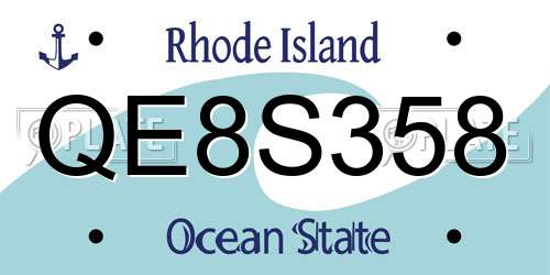 QE8S358 Rhode Island License Plate