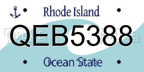 QEB5388 Rhode Island License Plate