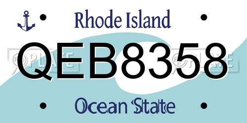 QEB8358 Rhode Island License Plate