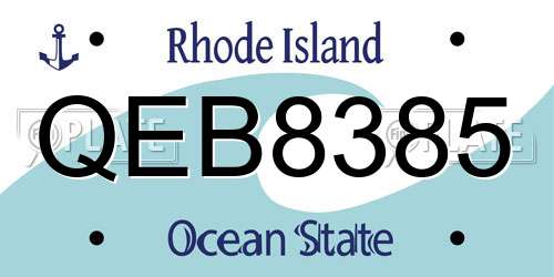 QEB8385 Rhode Island License Plate
