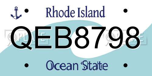QEB8798 Rhode Island License Plate