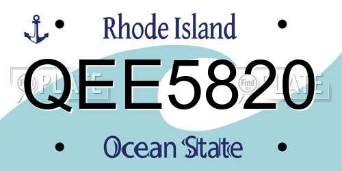QEE5820 Rhode Island License Plate