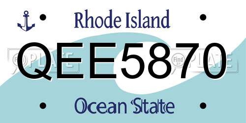 QEE5870 Rhode Island License Plate