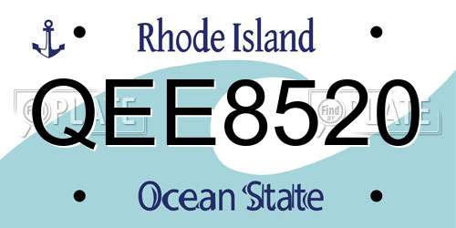 QEE8520 Rhode Island License Plate
