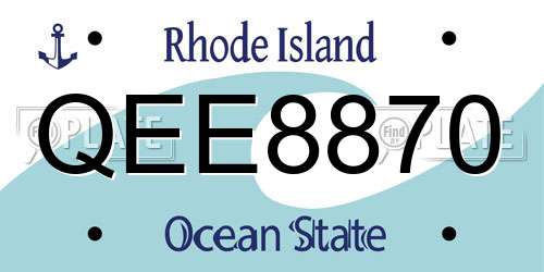 QEE8870 Rhode Island License Plate
