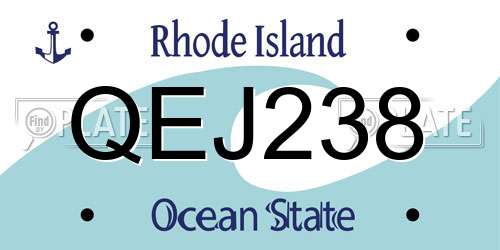QEJ238 Rhode Island License Plate