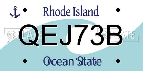 QEJ73B Rhode Island License Plate