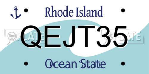 QEJT35 Rhode Island License Plate