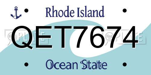 QET7674 Rhode Island License Plate