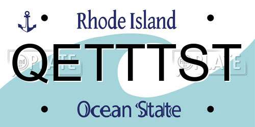 QETTTST Rhode Island License Plate