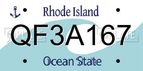 QF3A167 Rhode Island License Plate