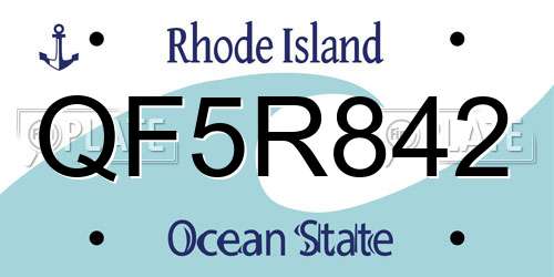 QF5R842 Rhode Island License Plate