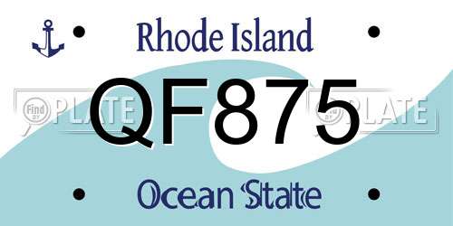 QF875 Rhode Island License Plate