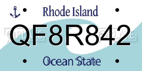 QF8R842 Rhode Island License Plate
