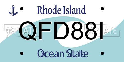 QFD88I Rhode Island License Plate