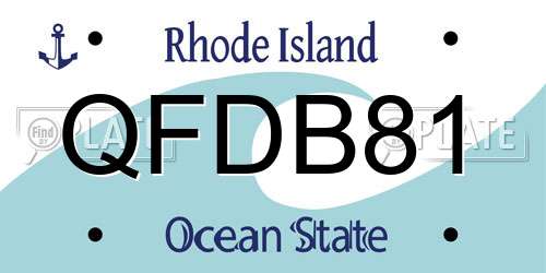 QFDB81 Rhode Island License Plate