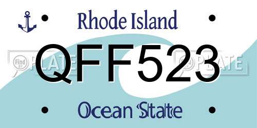 QFF523 Rhode Island License Plate
