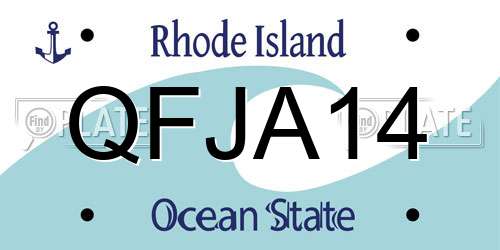QFJA14 Rhode Island License Plate