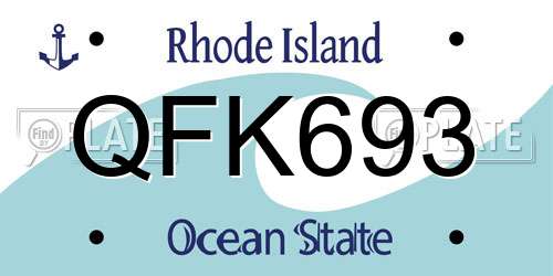 QFK693 Rhode Island License Plate