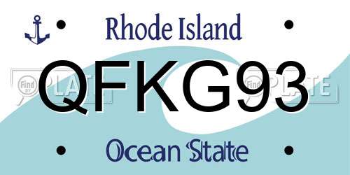 QFKG93 Rhode Island License Plate