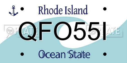 QFO55I Rhode Island License Plate