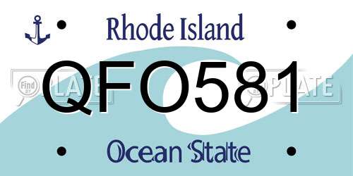 QFO581 Rhode Island License Plate