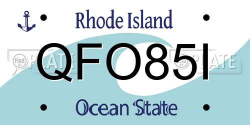 QFO85I Rhode Island License Plate